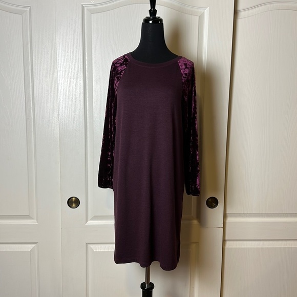 GAP MAROON VELVET BASEBALL TEE DRESS CASUAL FALL - Picture 1 of 5